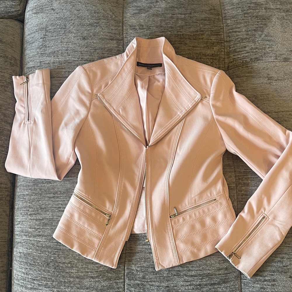 White House Black Market Light Pink Leather Jacket